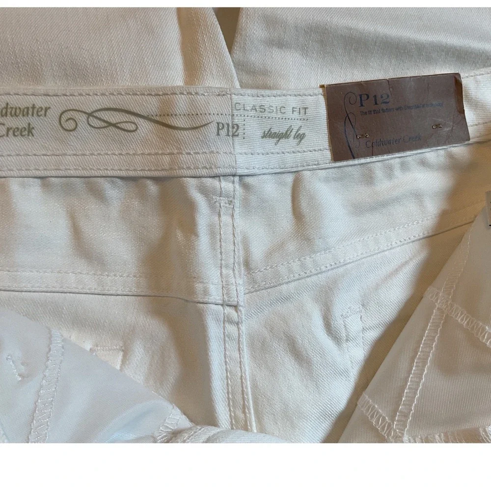 Coldwater Creek White Classic Shaping Straight Leg Jeans Petite 12 NWT ShapeMe‎